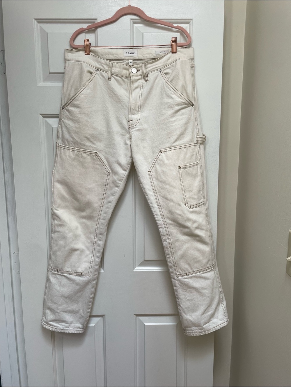 Frame Denim Off-White Straight Carpenter Jeans